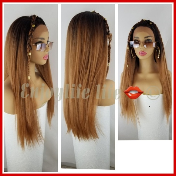 ombre human blend Free part Lace Front Wig main image 4